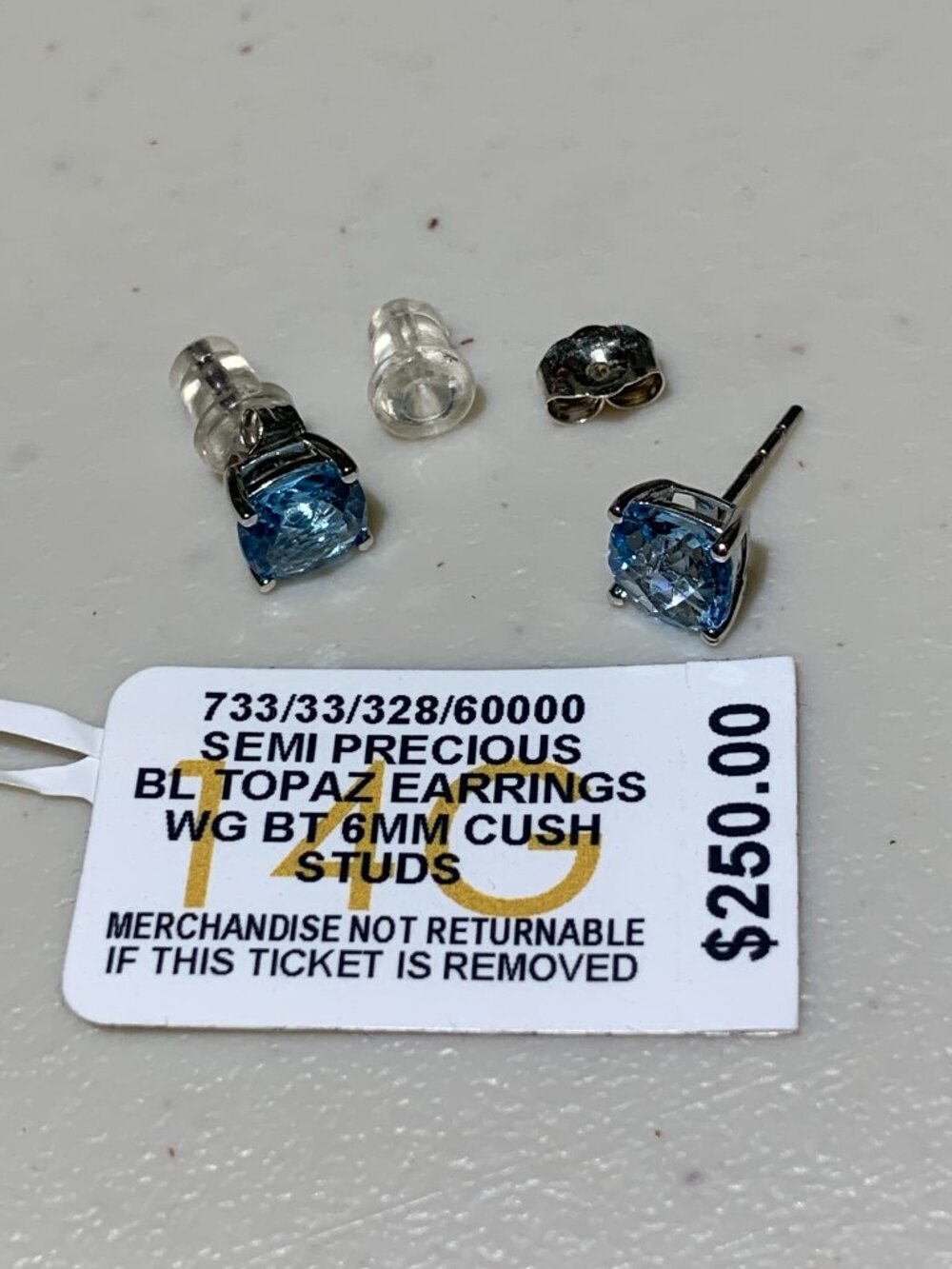 BL Topaz 6MM Studs Earring and Pendant set